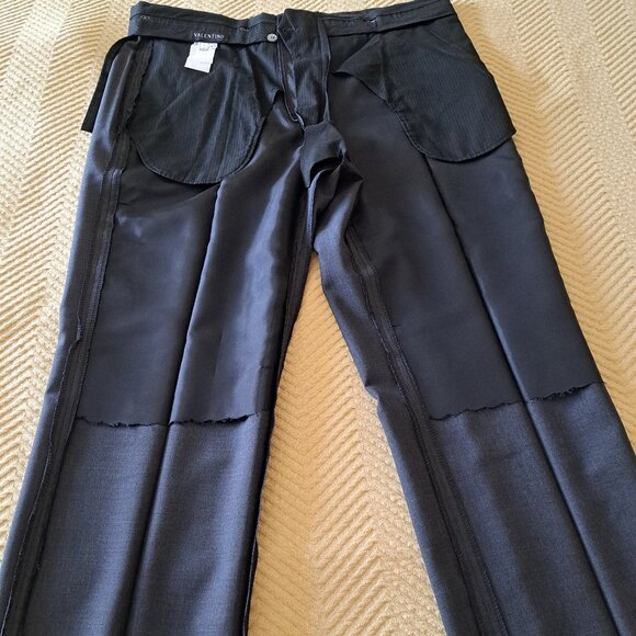 VALENTINO Luxury Men’s Gray Wool Pants Flat Front Dress Trousers IT 56R /40 US - Picture 11 of 15